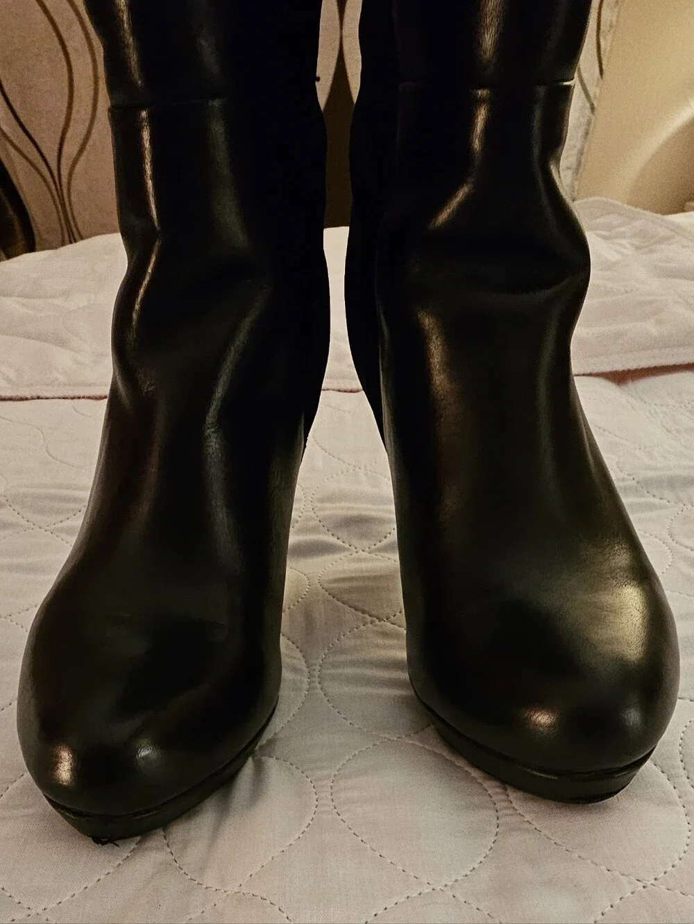 Black Women's High-Heel Knee Boots - Classic Riding Style